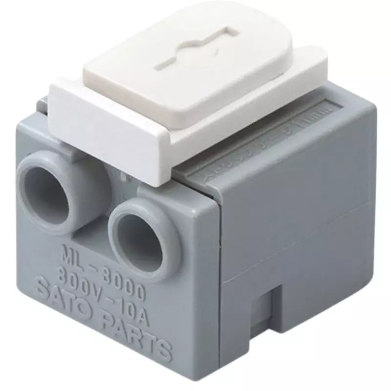 Sato Parts Screwless Terminal Block For Relay, 1 Pole, 2 Holes, ML-3000-2P-W