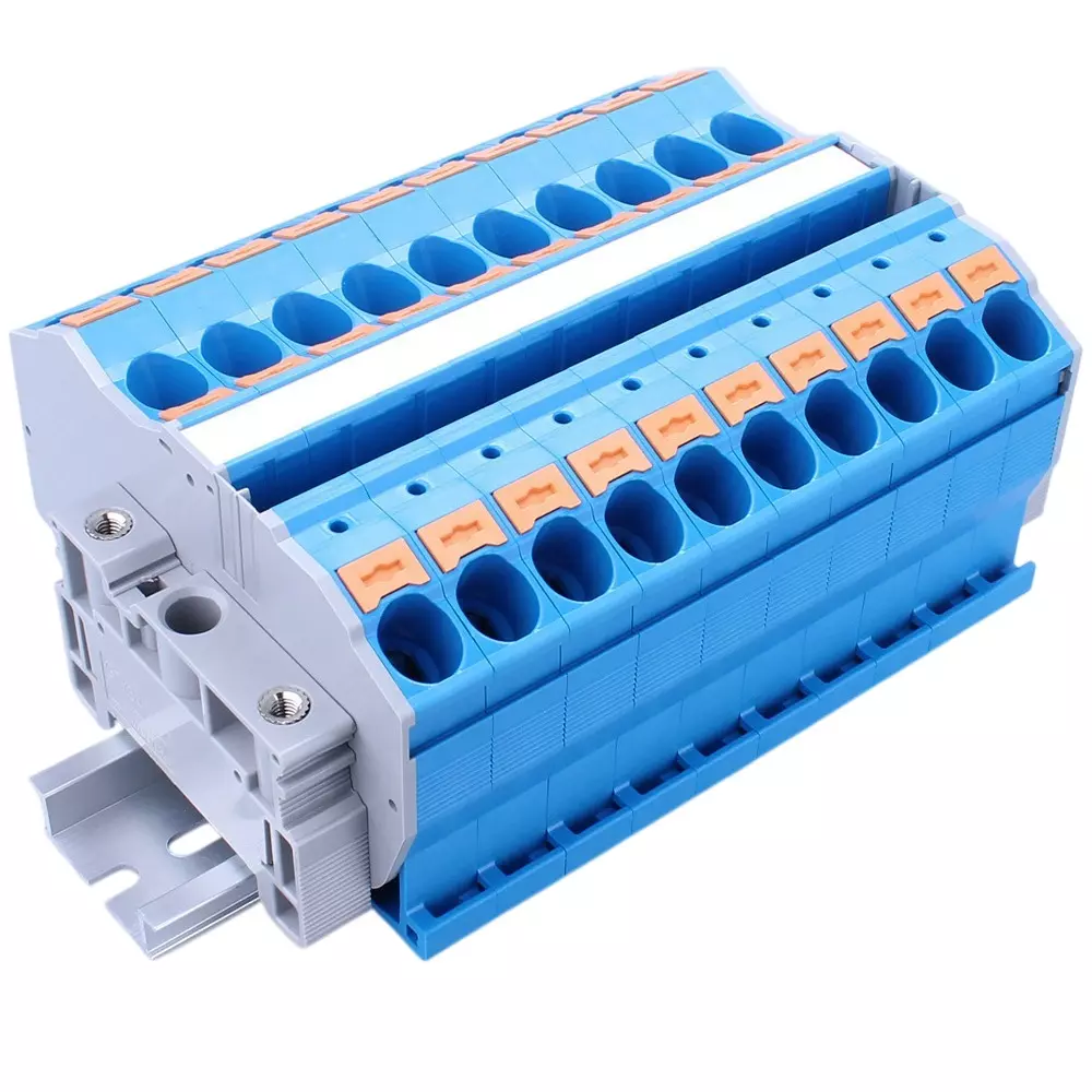 Toyo Giken Assembly Terminal Block Spring Lock 12.2 mm Spacing 1 Stage 19 to 21 mm Wire Stripping Length, VTXL-16/3BL-68P