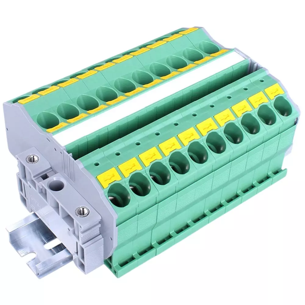 Toyo Giken Assembly Terminal Block Spring Lock 12.2 mm Spacing 1 Stage 19 to 21 mm Wire Stripping Length, VTXL-16/3-PE-57P