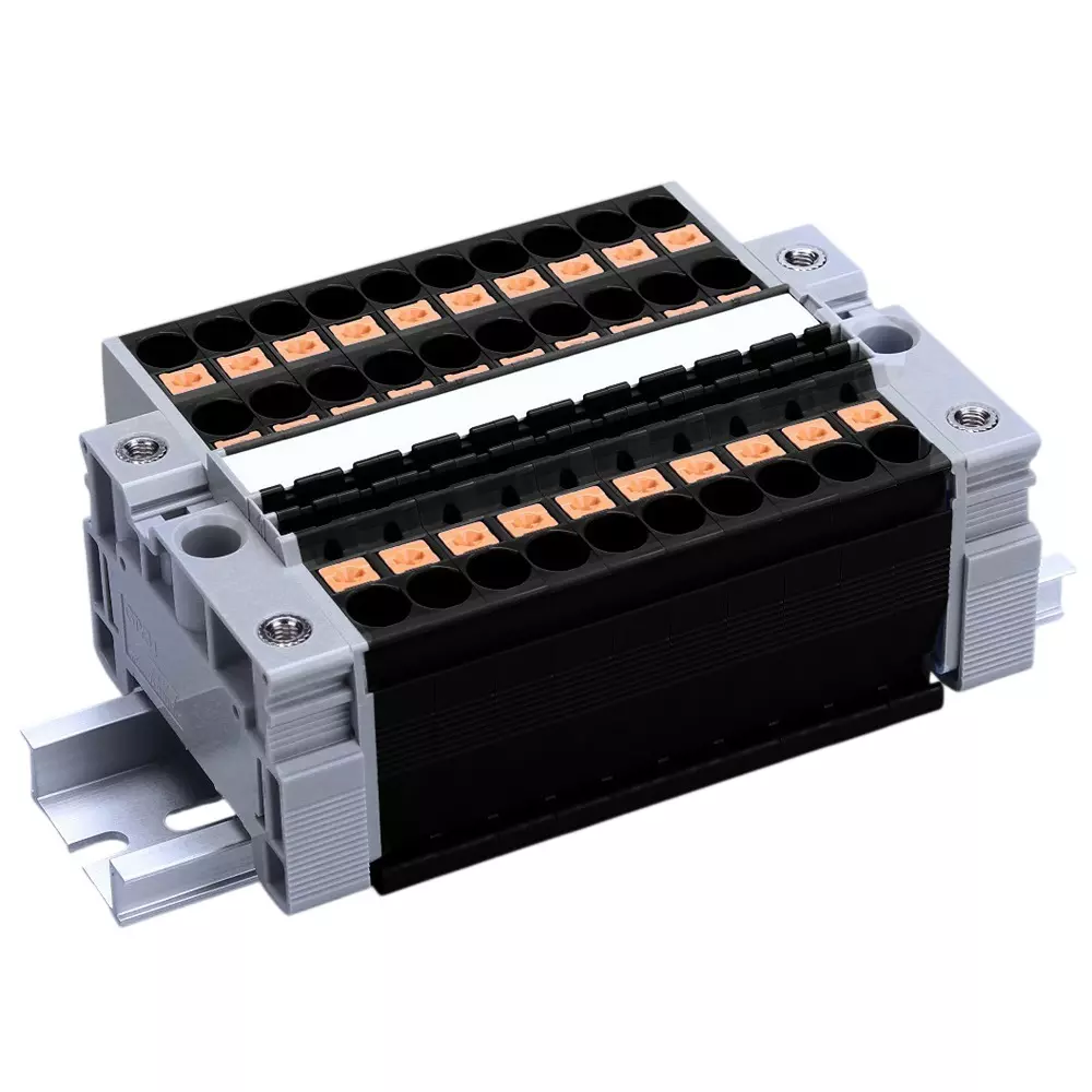 Toyo Giken Assembly Terminal Block Spring Lock 8.2 mm Spacing 1 Stage 83 Pole 12 to 13 mm Wire Stripping Length, VTXL-6/3B-83P