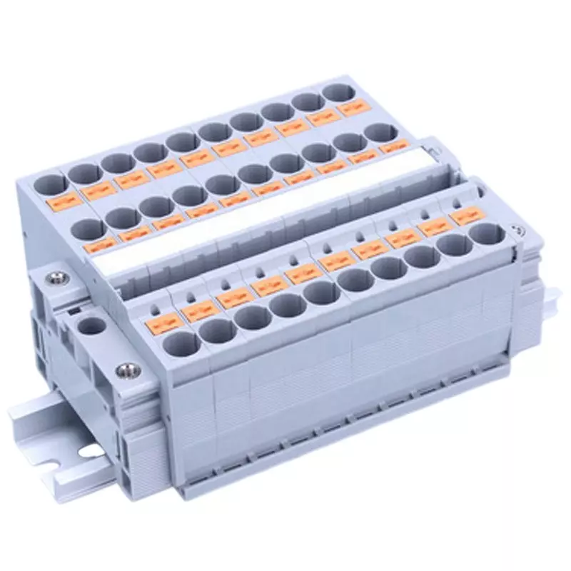 Toyo Giken Assembly Terminal Block 1000 V Spring Lock 1 Stage Gray 64 Pole, VTXL-10/3-64P