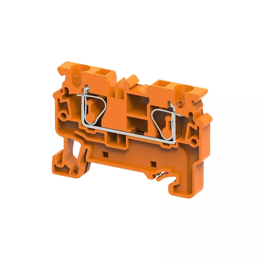 Connectwell Spring Clamp Fuse Terminal Block 4 mm² Wire Size 1 Level 5 × 20 mm 110–240 V DIN Rail Mount Polyamide Yellow, CXF4L110-240VY
