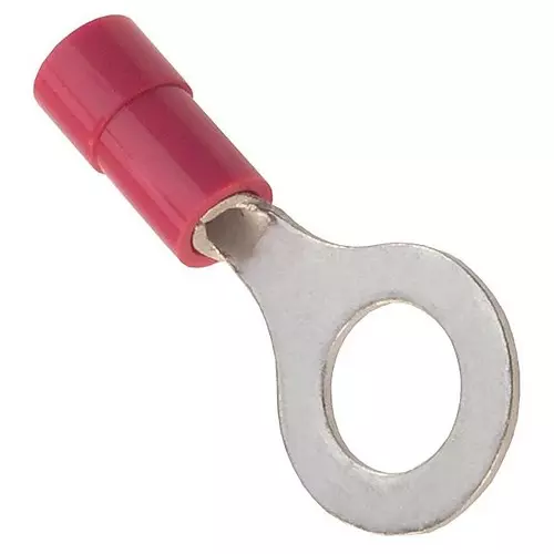 MULTICOMP PRO Ring Crimp Terminals TERMINAL, RING TONGUE, #8, CRIMP, RED, MC29565 (Pack of 100)