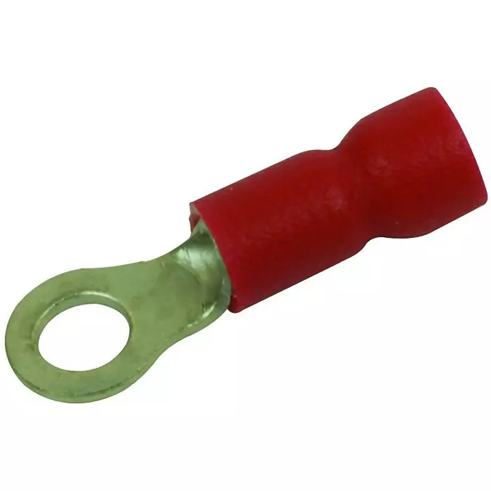 MULTICOMP PRO Ring Crimp Terminals TERMINAL, RING TONGUE, #6, CRIMP, RED, MC29574 (Pack of 100)