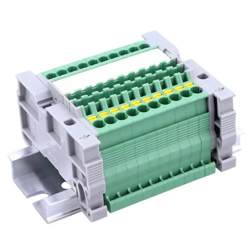Toyo Giken Assembly Terminal Block Spring Lock 1 Stage 4.2 mm Spacing DIN35 mm 13 Pole, VTXL-2/2-PE-13P