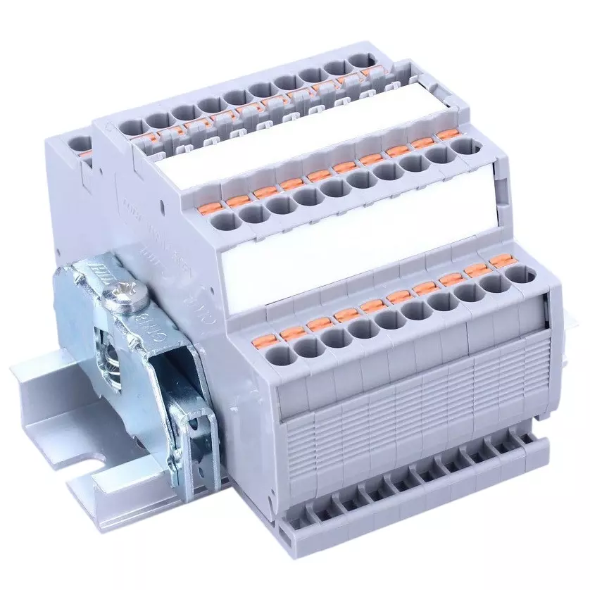 Toyo Giken Assembly Terminal Block Spring Lock 4.2 mm Spacing 2nd grade DIN35 mm 10 to 11 mm Wire Stripping Length, VTXWL-2/2-135U