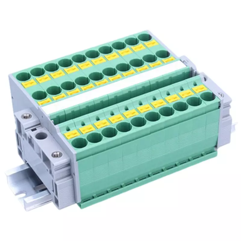 Toyo Giken Assembly Terminal Block 1000 V Spring Lock 1 Stage Green (Ground Terminal) 35 Pole, VTXL-10/3-PE-35P