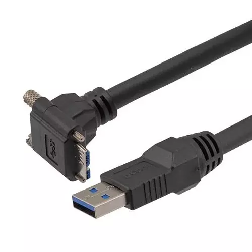 L-COM Usb Cable, 3.0 A Plug-R/A Micro B Plug, CAU3HFA-90DMBV-05M