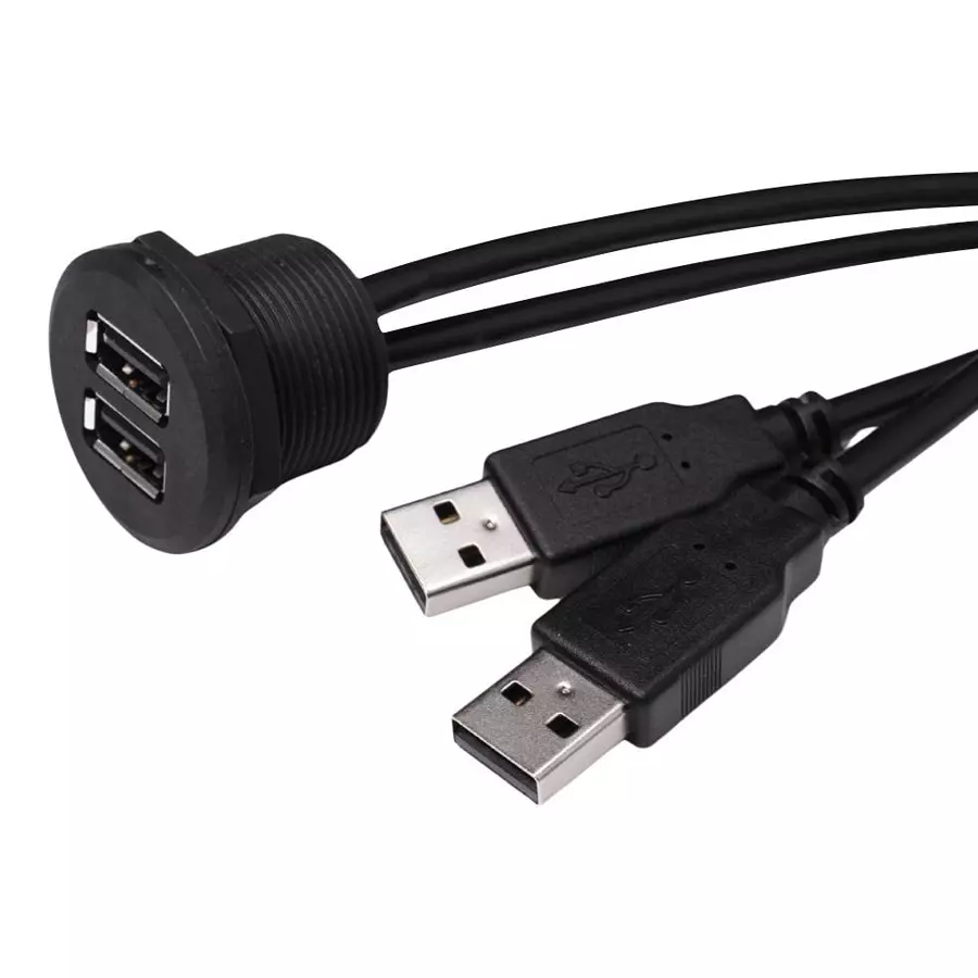 MULTICOMP PRO USB Cable 2x Type A USB Plug to 2x Panel Type A Receptacle 300 mm Length, MP015826