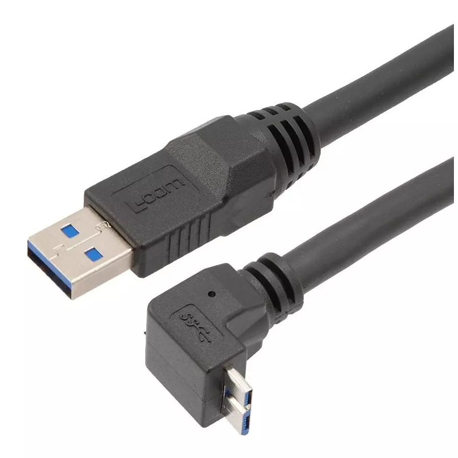 L-COM Usb Cable, 3.0 A Plug-R/A Micro B Plug, CAU3HFA-90UMB-05M