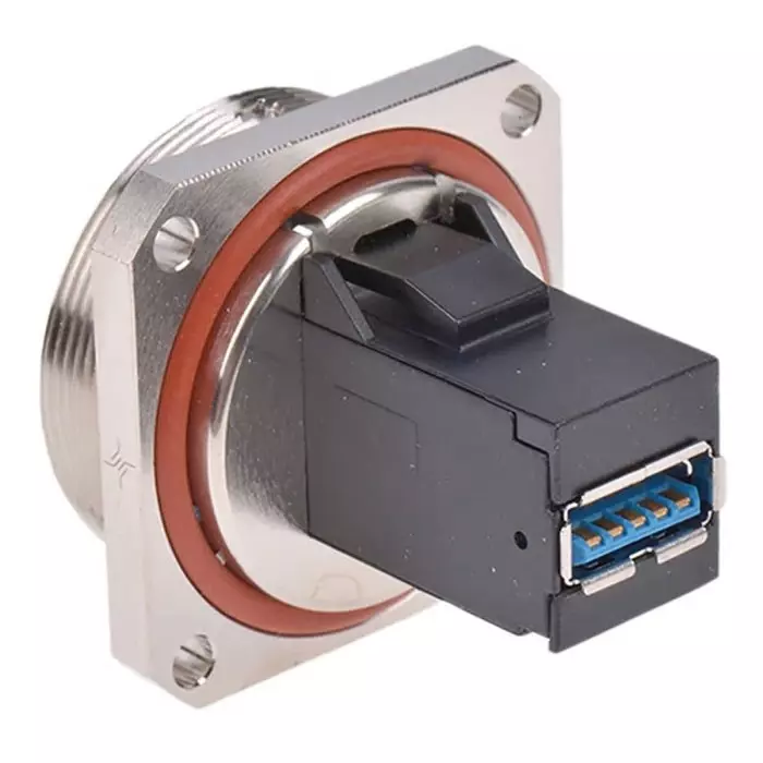 Telegartner Straight Panel Mount Socket- Single Port Type A to A 3.0 IP68 USB Connector, J60020A0004