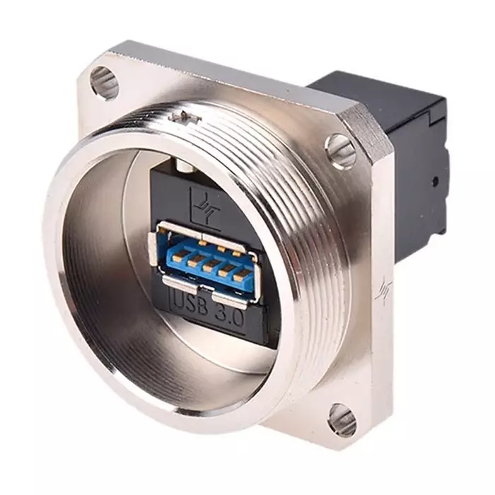Telegartner Straight Panel Mount Socket- Single Port Type A to A 3.0 IP68 USB Connector, J60020A0004