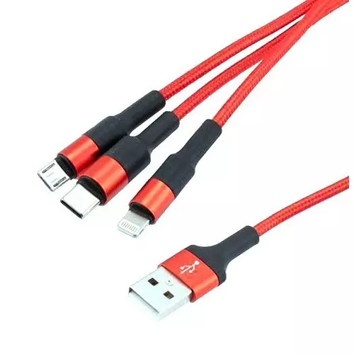 L-COM Usb Cable, 2.0 Type A Plug-Lightnin/Plug, CAU2A-3IN1-1M.