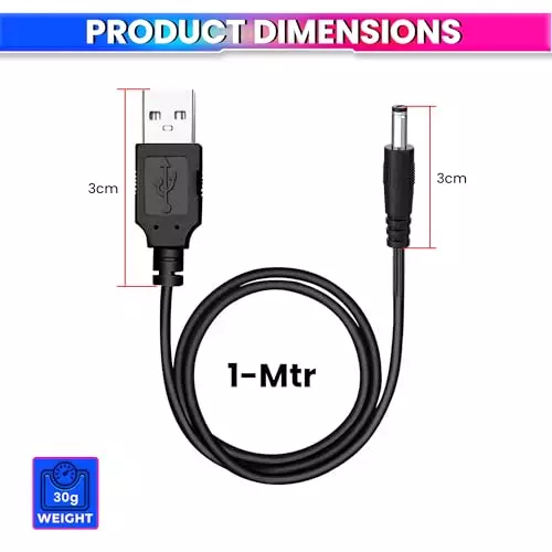 amicitech-usb-to-dc-converter-cable-5-v-1-a-with-21x55-mm-plug-1-m-power-adapter-for-routers-led-strips-mini-fans