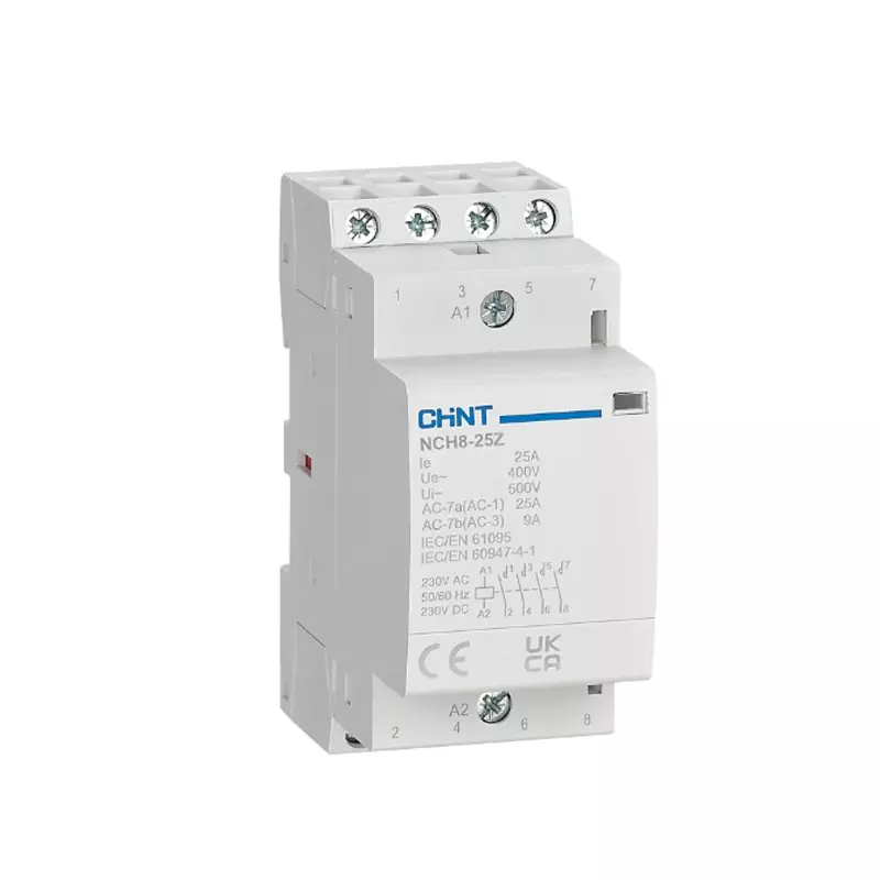 Chint 1NO Contact Modular AC Contactor NCH8/Z-25 Frame Size 1 Pole 25 Amp 230 V AC/DC Coil Voltage, 438871