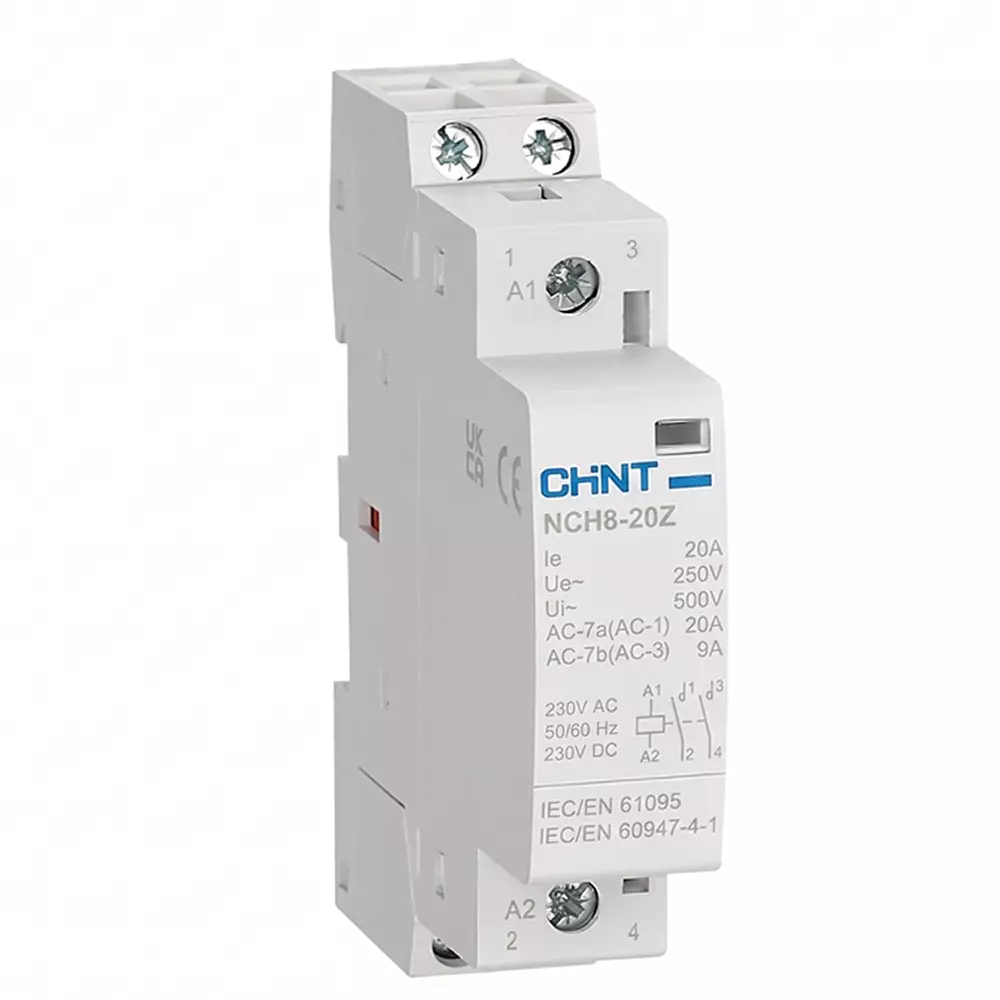 Chint 3NO Contact Modular AC Contactor NCH8/Z-20 Frame Size 3 Pole 20 Amp 48 V AC/DC Coil Voltage, 438953