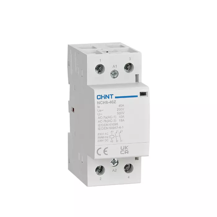 Chint 2NO+2NC Contact Modular AC Contactor NCH8/Z-40 Frame Size 4 Pole 40 Amp 230 V AC/DC Coil Voltage, 439158