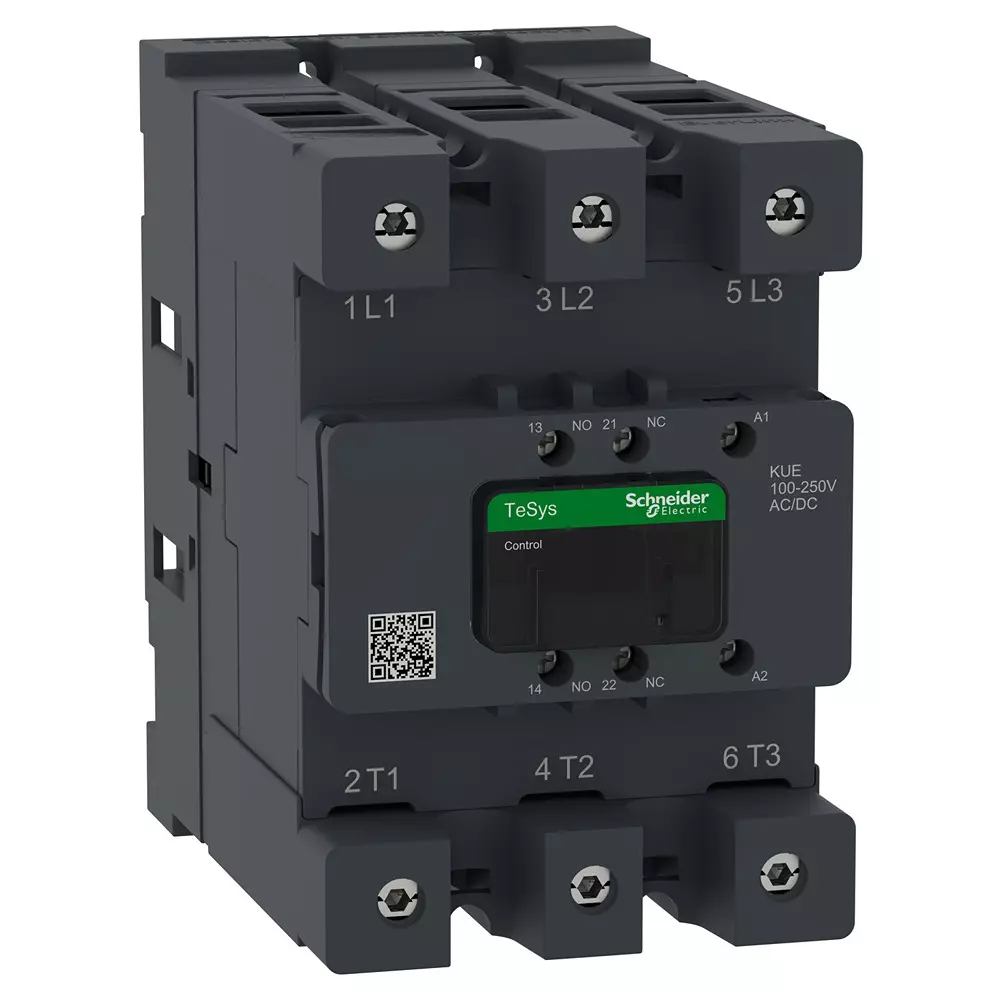 Schneider Electric Deca Advanced Contactors TeSys Control Series 1 NO + 1 NC Auxiliary Contacts 3 Pole and 100-250 V AC/DC Coil Voltage, LC1D115AKUE