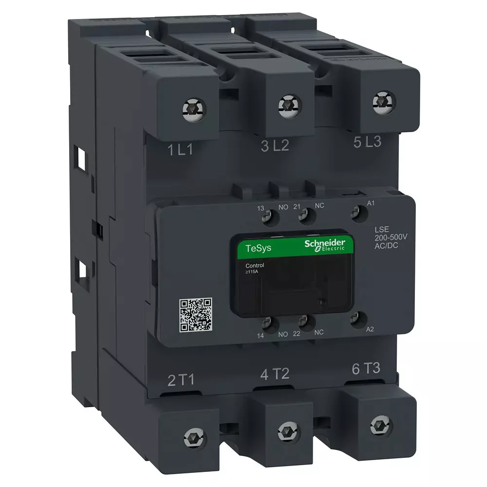 Schneider Electric Deca Advanced Contactors TeSys Control Series 1 NO + 1 NC Auxiliary Contacts 3 Pole and 200-500 V AC/DC Coil Voltage, LC1D150ALSE