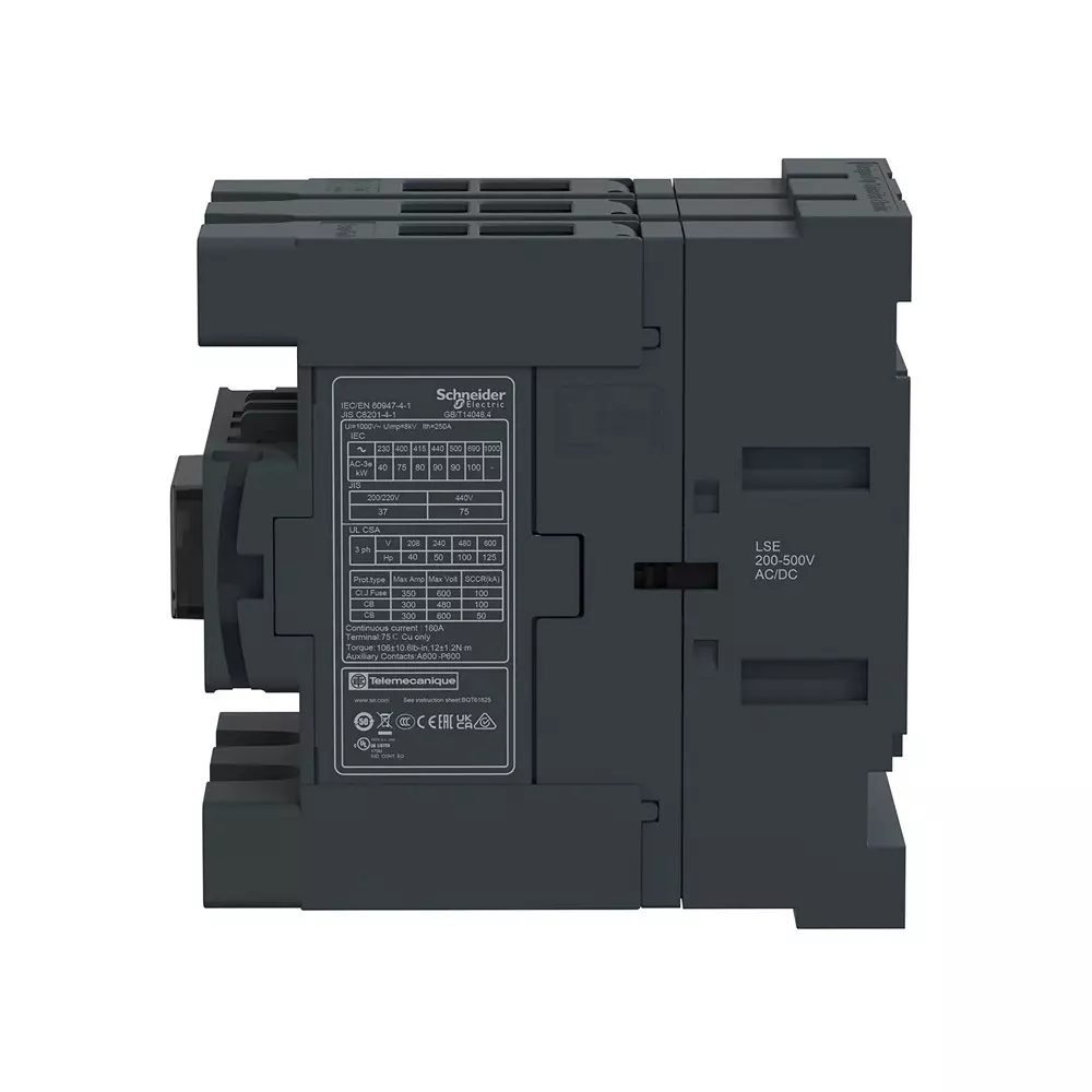 schneider-electric-deca-advanced-contactors-tesys-control-series-1-no-1-nc-auxiliary-contacts-3-pole-and-200-500-v-acdc-coil-voltage-lc1d150alse
