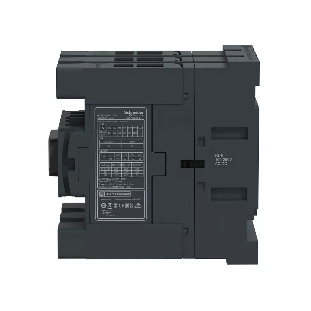 schneider-electric-deca-advanced-contactors-tesys-control-series-1-no-1-nc-auxiliary-contacts-3-pole-and-100-250-v-acdc-coil-voltage-lc1d150akue