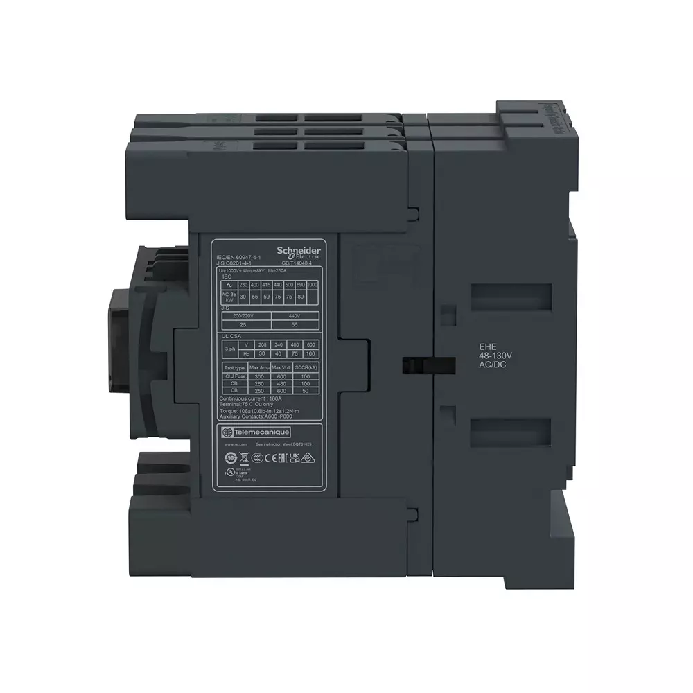 schneider-electric-deca-advanced-contactors-tesys-control-series-1-no-1-nc-auxiliary-contacts-3-pole-and-48-130-v-acdc-coil-voltage-lc1d115aehe