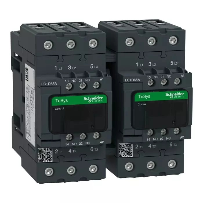 Schneider Electric LC2D Tesys D 3 Pole 1NO+1NC 65 A Reversing Contactor, LC2D65AB7