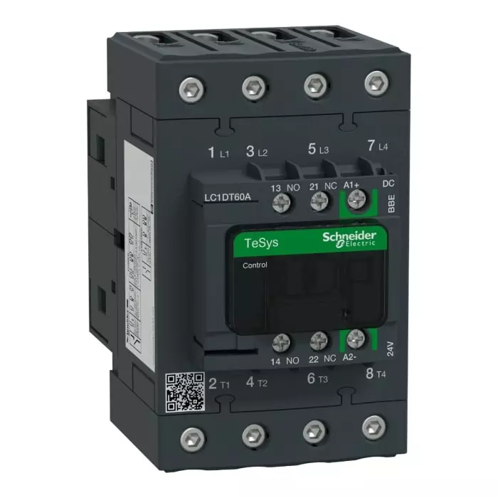 Schneider Electric LC1D Tesys D 4 Pole 1NO+1NC 66 A Changeover Contactor, LC1DT60ABBE