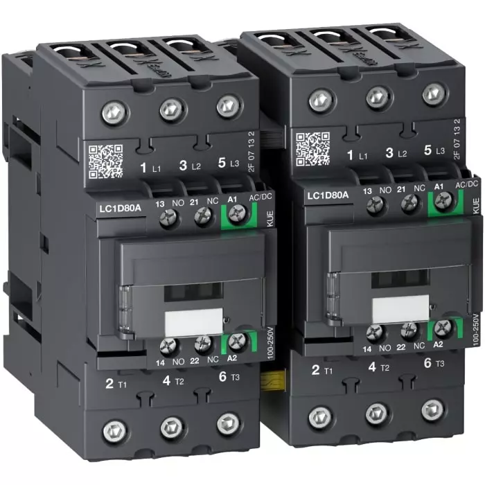 Schneider Electric LC2D Tesys D 3 Pole 1NO+1NC 80 A Changeover Contactor, LC2D80AKUE