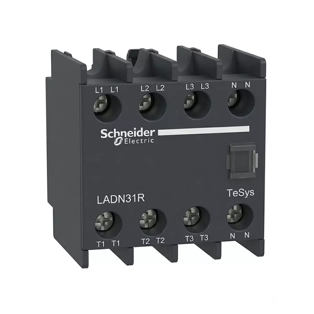 Schneider Electric Auxiliary Contact Block TeSys Deca Series 3 NO + 1 NC Auxiliary Contacts 17 V Rating and 1 mA Current, LADN31R
