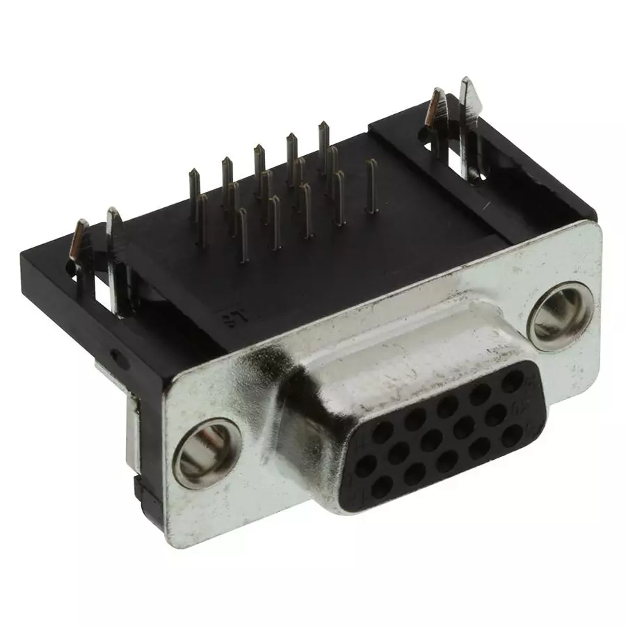 AMPHENOL COMMUNICATIONS SOLUTIONS HD D-SUB CONN, RCPT, 15POS, THT, R/A, 17EBH015SAM010