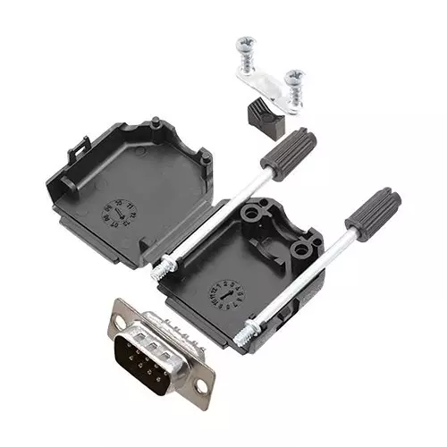 AMPHENOL COMMUNICATIONS SOLUTIONS D SUB CONNECTOR, PLUG, 9POS, SOLDER, L17DPPK09-BK+L717SDE09P