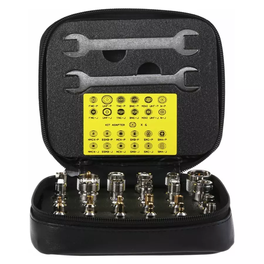 RS Pro RF Connector Kit RF Coaxial Inter Series Adapter Kit 2 x Spanners is Supplied in a Zip-Up Soft Case, 30 RF