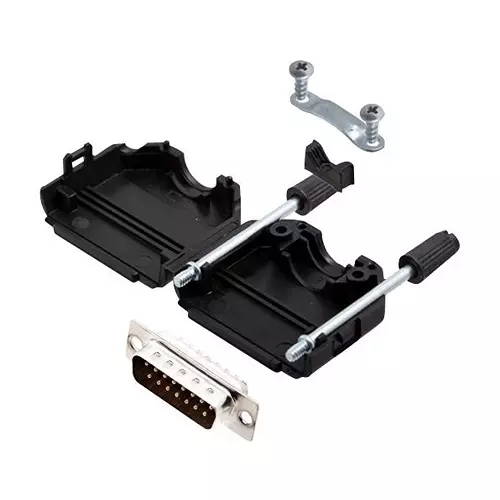 AMPHENOL COMMUNICATIONS SOLUTIONS D SUB CONNECTOR, PLUG, 15POS, SOLDER, L17DPPK15-BK+L717SDA15P