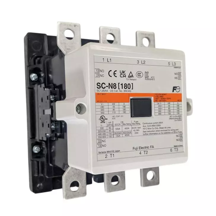 Fuji Electric Standard Electromagnetic Contactor without Case Cover, SC-N8 Coil 200V 2a2b