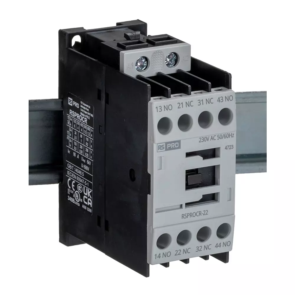 RS PRO Contactor 1 Pole 230 V AC Coil Voltage 4 Amp Contact Current, 2508858