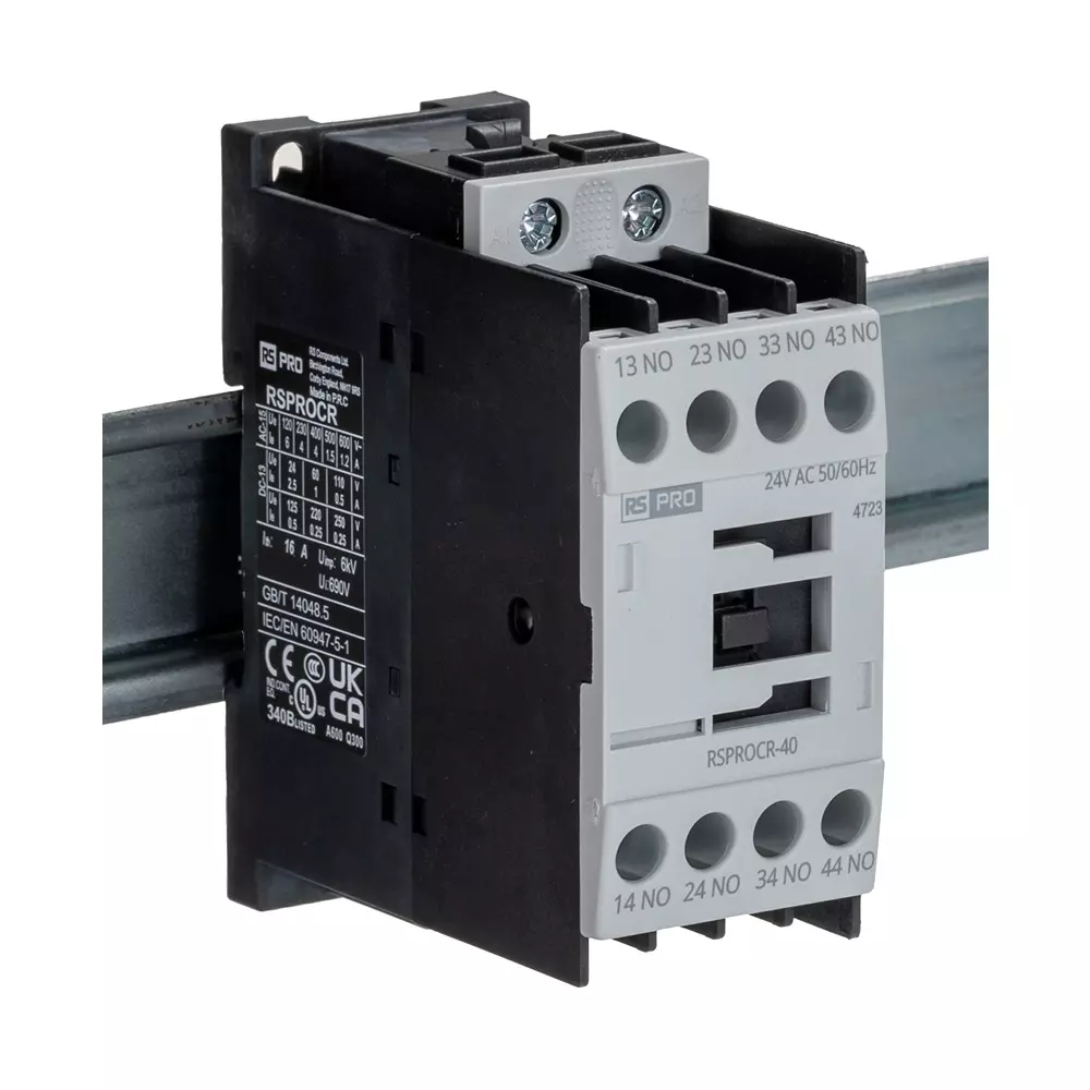 RS PRO Contactor 1 Pole 24 V AC Coil Voltage 4 Amp Contact Current, 2508846