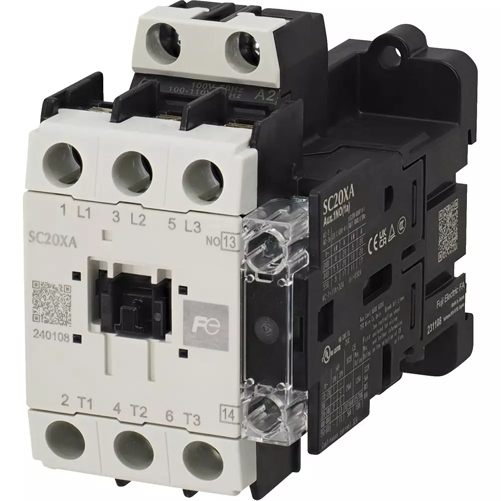 Fuji Electric Electromagnetic Contactor 1A Auxiliary Contact (400 V)20 Amp, SC20XAH-K10Z3