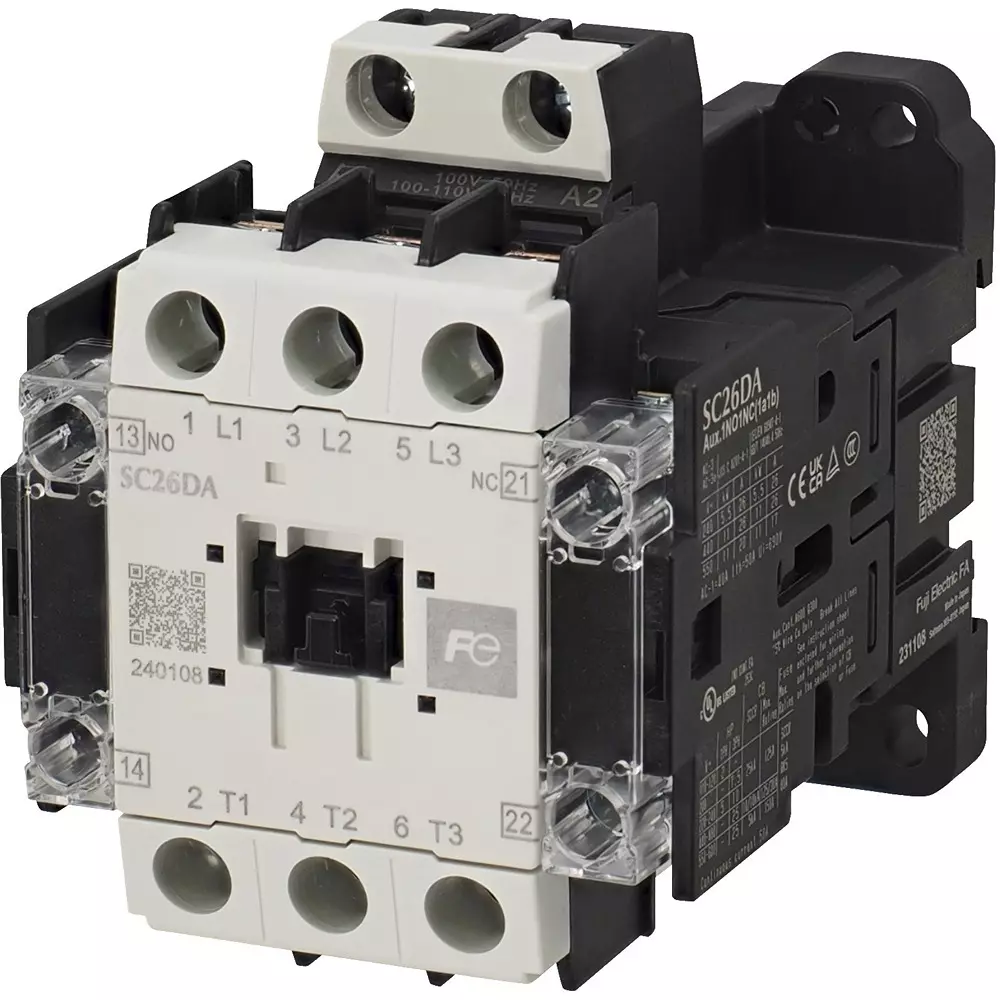 Fuji Electric Electromagnetic Contactor 2A2B Auxiliary Contact (400 V)26 Amp, SC26DU-H22Z3