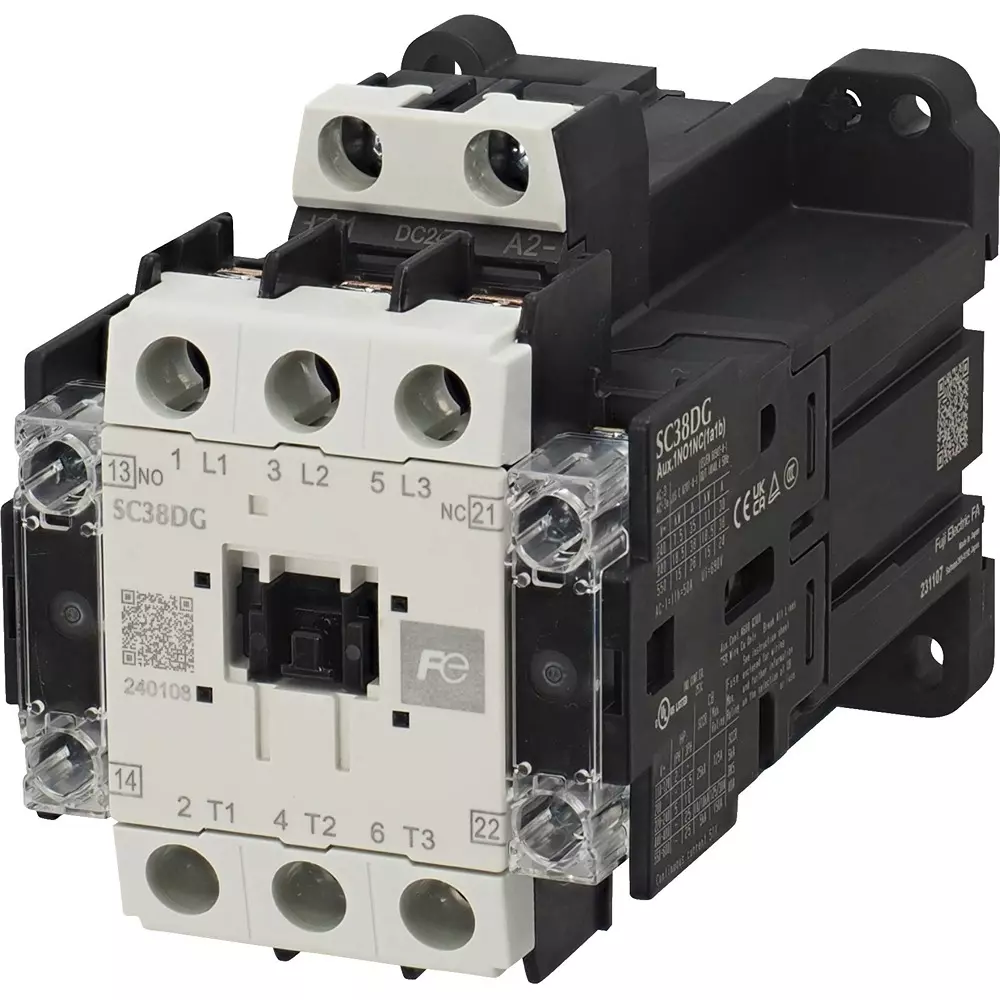 Fuji Electric Electromagnetic Contactor 2A2B Auxiliary Contact (400 V)38 Amp, SC38DG-D22