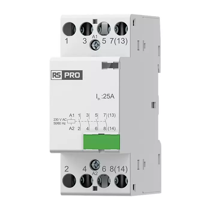 RS PRO Installation Contactor 4 Pole 230 V AC Coil Voltage 25 Amp Contact Current, 2842350