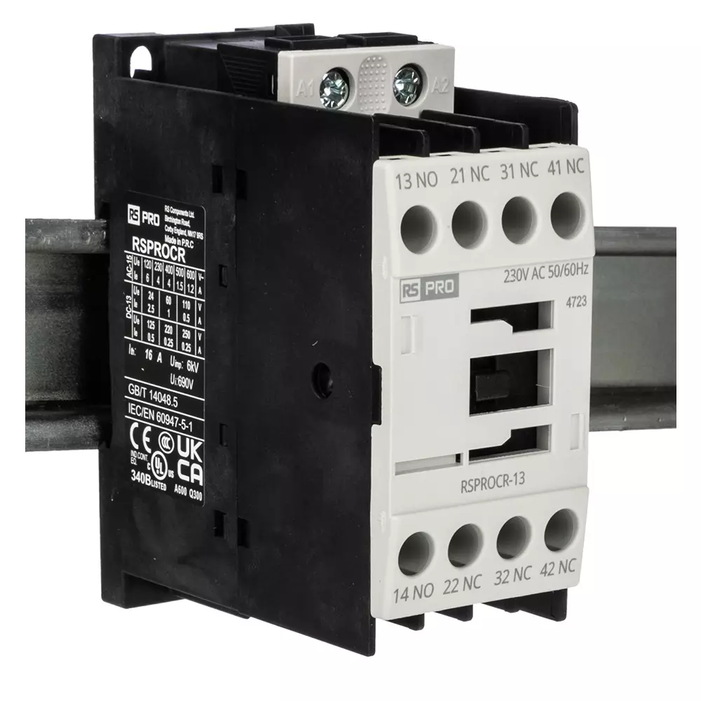 RS PRO Contactor 1 Pole 230 V AC Coil Voltage 4 Amp Contact Current, 2508866