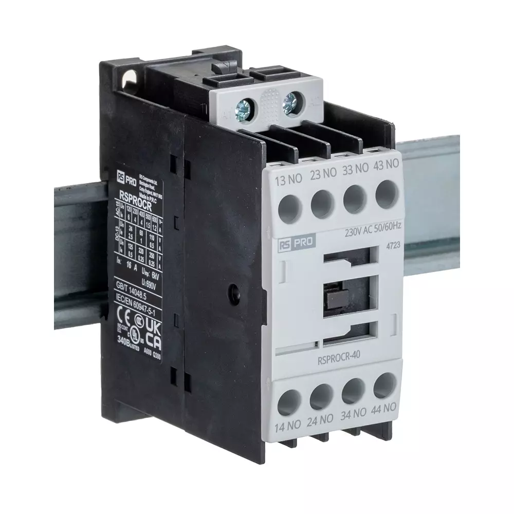 RS PRO Contactor 1 Pole 230 V AC Coil Voltage 4 Amp Contact Current, 2508848