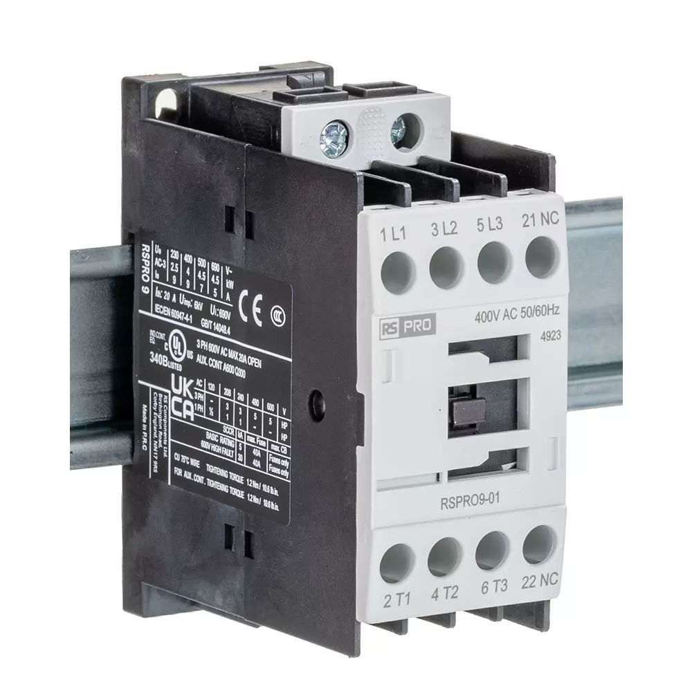 RS PRO Contactor 3 Pole 400 V AC Coil Voltage 9 Amp Contact Current, 2508795