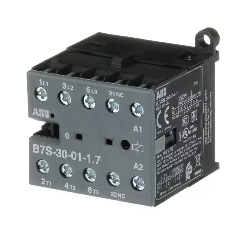 ABB B7S-30-01-1.7-71 B7S Contactor, 24 V DC Coil, 3-Pole, 20 A, 5.5 kW, 3NO, 690 V AC, GJL1313001R7011