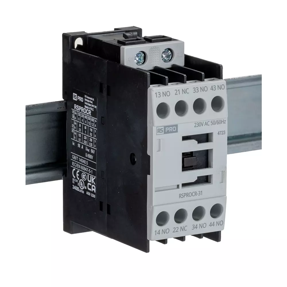 RS PRO Contactor 1 Pole 230 V AC Coil Voltage 4 Amp Contact Current, 2508853