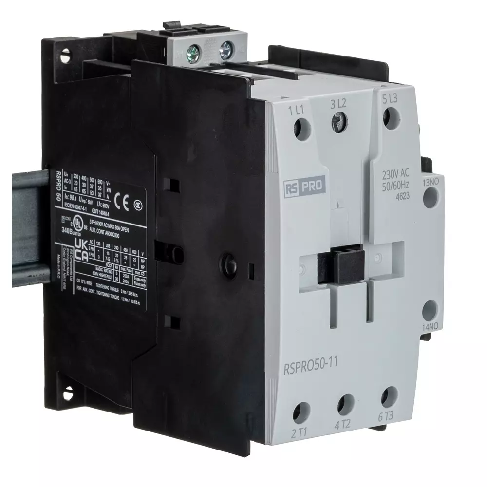 RS PRO Contactor 3 Pole 230 V AC Coil Voltage 50 Amp Contact Current, 2508836