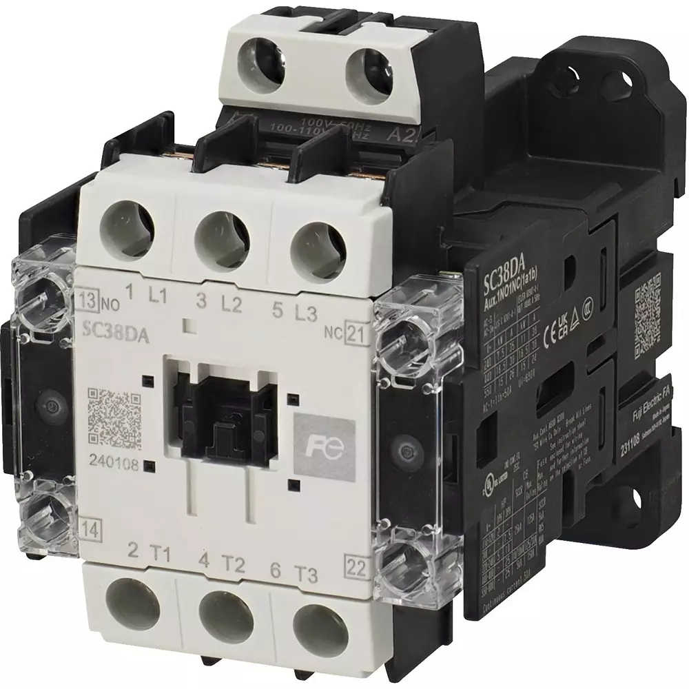 Fuji Electric Electromagnetic Contactor 2A2B Auxiliary Contact (400 V)38 Amp, SC38DAR-H22Z3