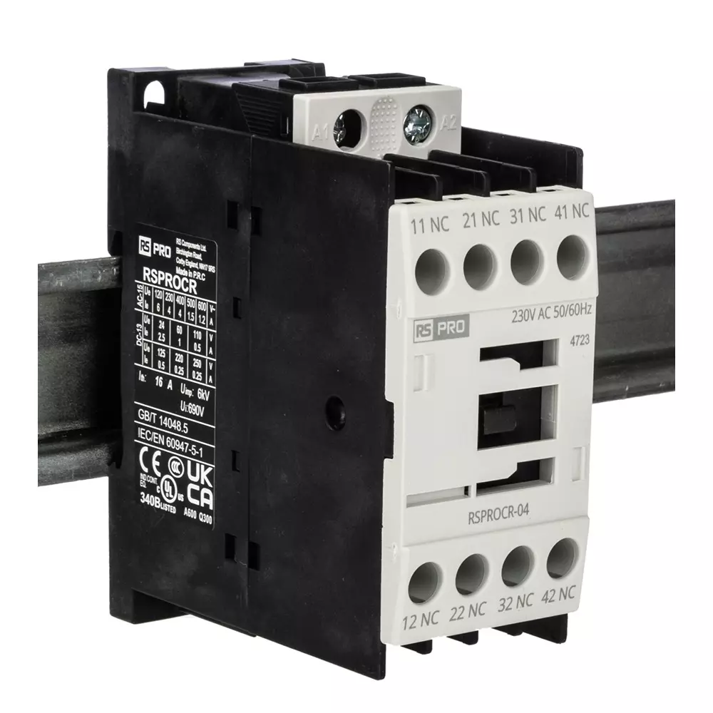 RS PRO Contactor 1 Pole 230 V AC Coil Voltage 4 Amp Contact Current, 2508872