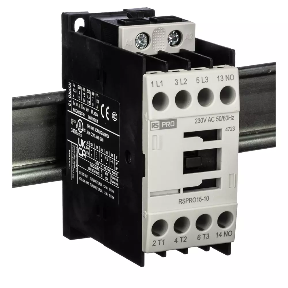 RS PRO Contactor 3 Pole 230 V AC Coil Voltage 15 Amp Contact Current, 2508799